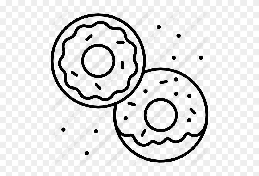 512x512 Пончики - Пончик Клипарт Черный И Белый