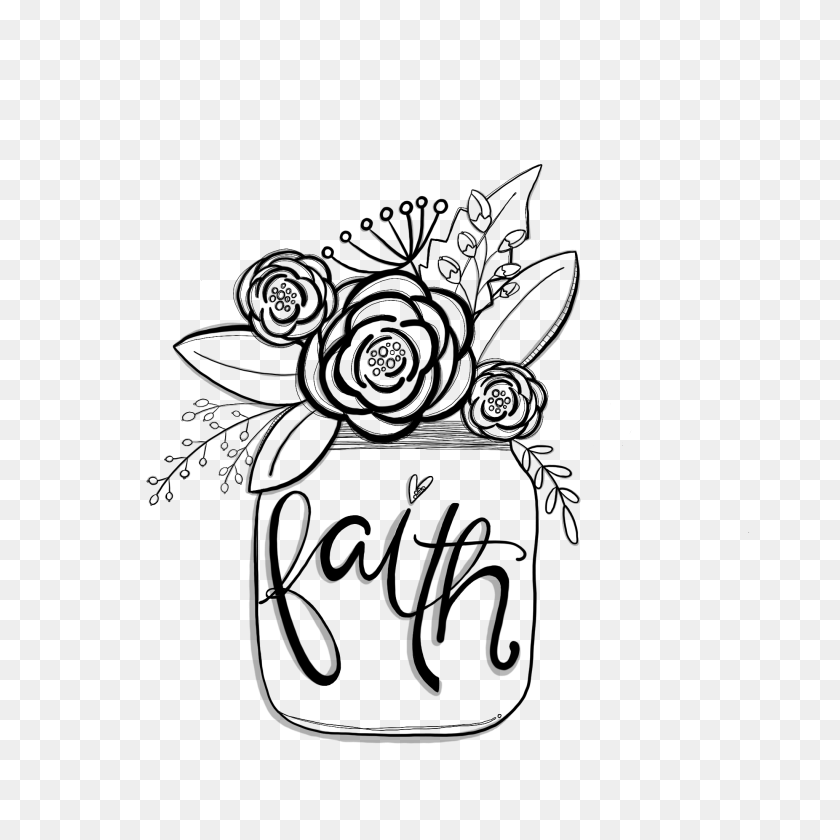 2048x2048 Doodle Flower Jar Craft - Flower Sketch PNG