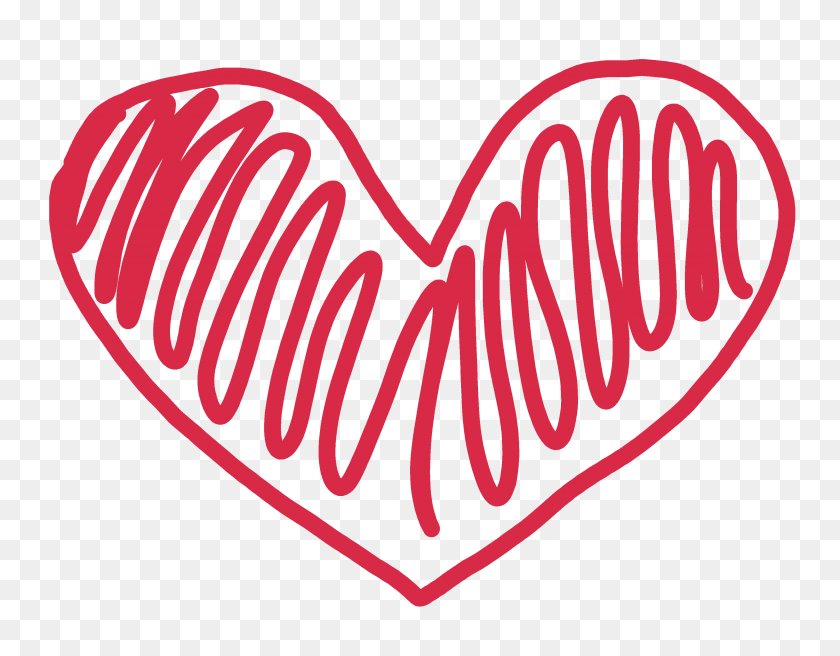 3292x2517 Doodle Heart Clipart - Red Hearts PNG