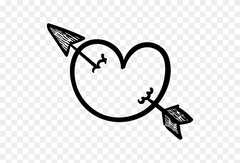 512x512 Doodle Heart With Arrow - Heart Doodle PNG