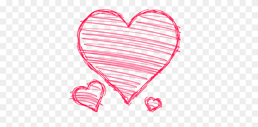 390x354 Doodle De Corazones De Color Rosa Rojo Handdrawn Pen Garabato Dibujado Lov - Doodle Corazón Png