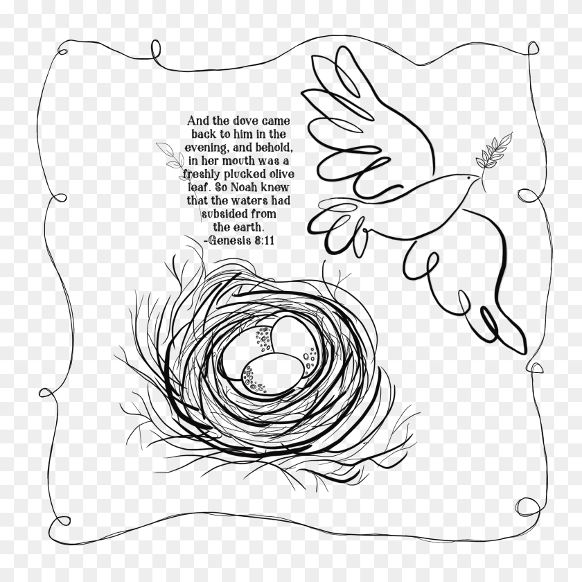 2048x2048 Doodle The Dove - Noahs Ark Clip Art Black And White