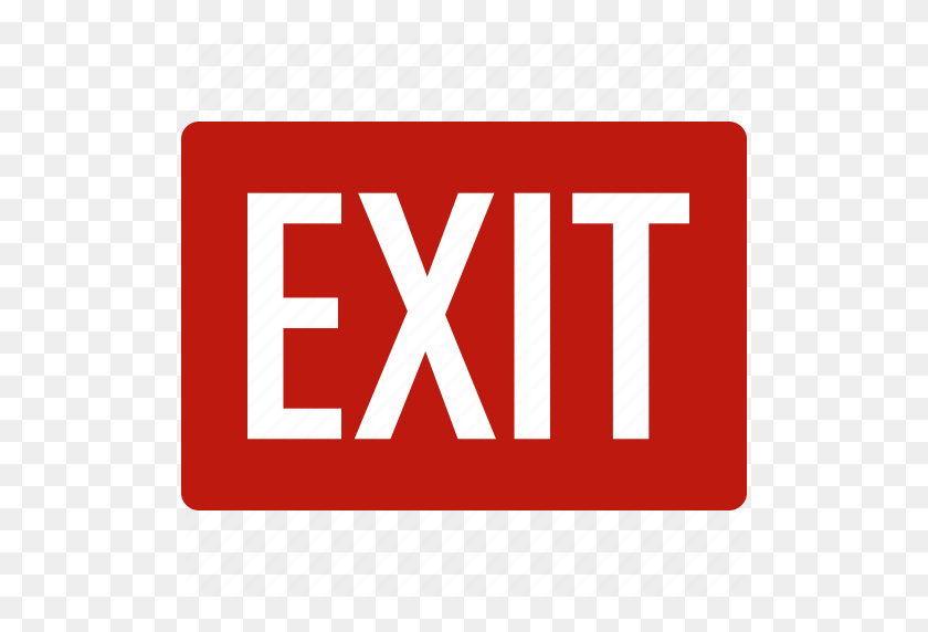 512x512 Door, Emergency, Exit, Leave, Out, Red, Sign Icon - Exit Sign PNG