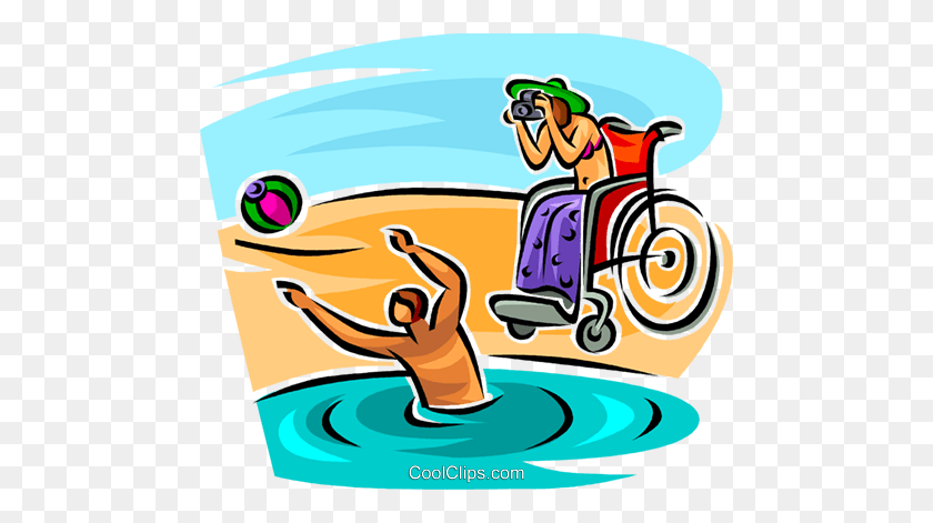 480x411 Dos Personas Jugando En La Playa Libres De Derechos Ilustraciones - La Playa Clipart