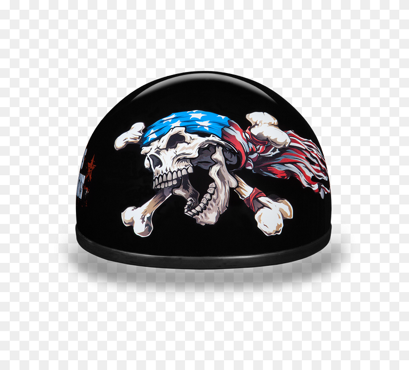 700x700 Dot Motorcycle Half Helmet With Patriot Skull - Patriots Helmet PNG