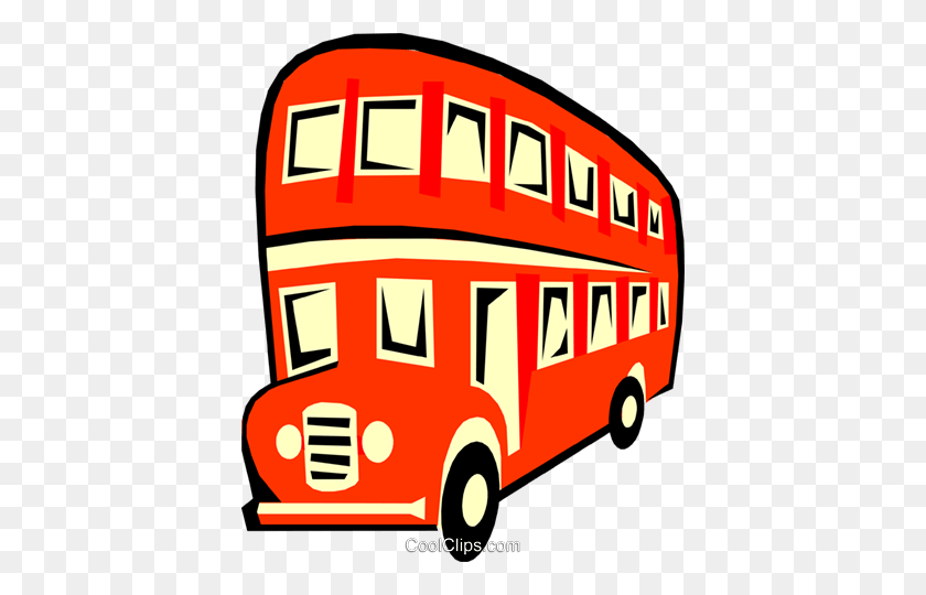 402x480 Double Decker Bus Royalty Free Vector Clip Art Illustration - Tour Bus Clipart