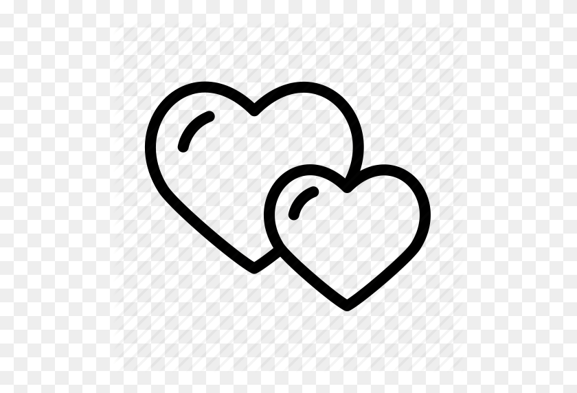 512x512 Двойные Сердца, Сердца, Любовь, Брак, Романтика, Свадебная Икона - Значок Сердца В Формате Png