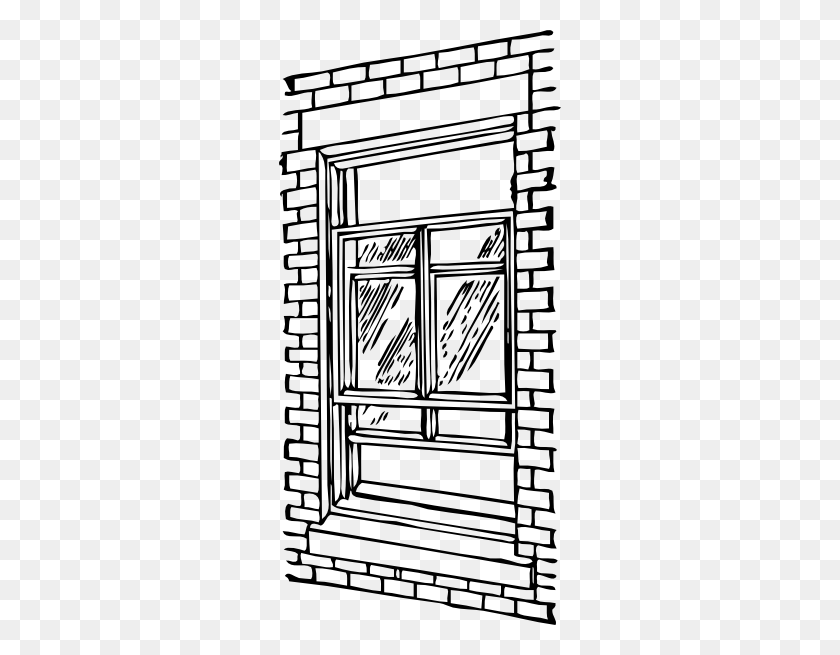 282x595 Double Hung Window Clip Art - Cabin Clipart Black And White