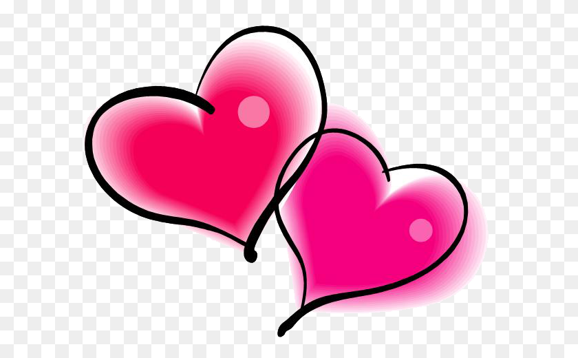 599x460 Double Pink Heart Png - Pink Heart PNG