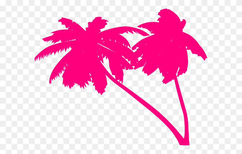 600x475 Double Pink Palm Trees Clip Art - Palm Tree Island Clipart