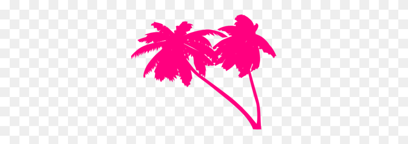 299x237 Double Pink Palm Trees Clip Art Canvass Palm Tree - Palm Tree Silhouette Clipart