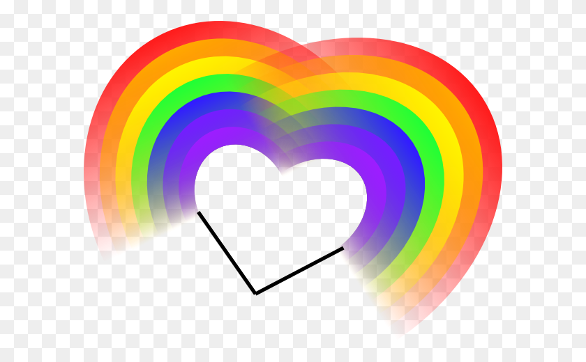 600x460 Double Rainbow Heart Clip Art - Kale Clipart