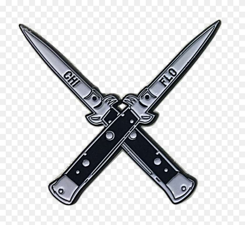 1024x935 Double Switchblades Lapel Pin Chi Flo - Switchblade PNG
