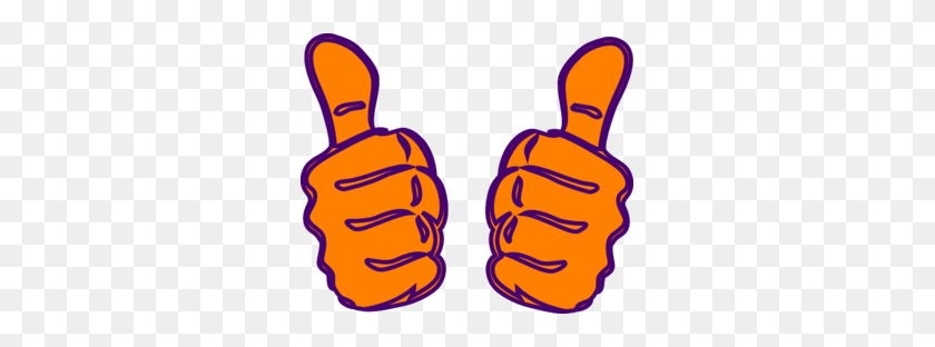 299x252 Double Thumbs Up, Lighter Orange Clip Art - Thumbs Up Clipart PNG