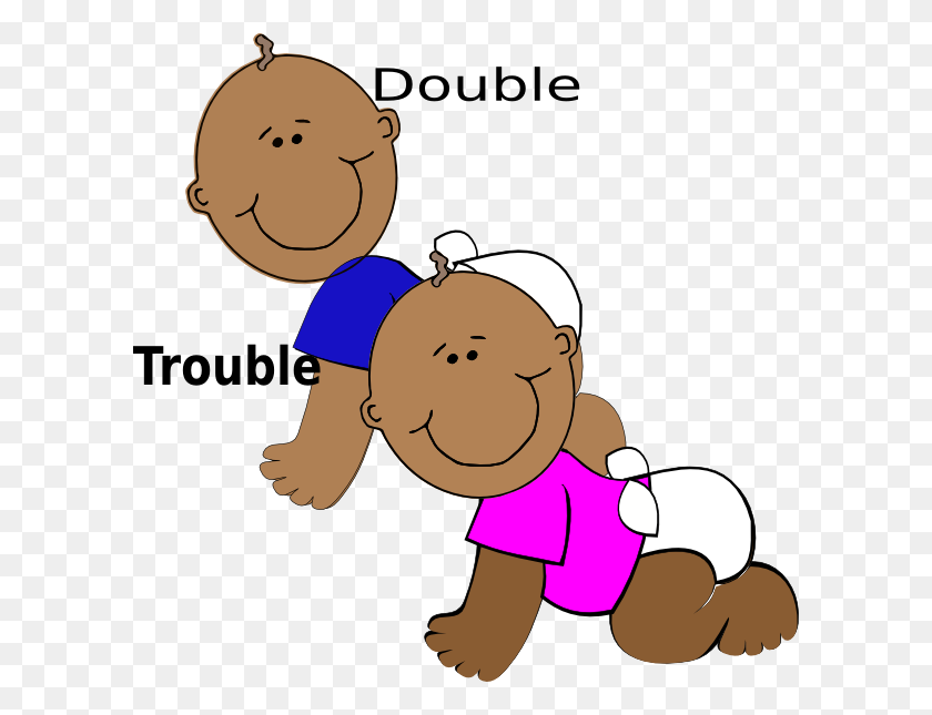 600x585 Double Trouble Png, Clip Art For Web - Baby Crawling Clipart