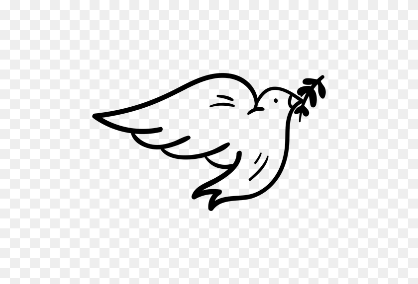 512x512 Dove And Olive Branch Doodle - Dove With Olive Branch Clip Art