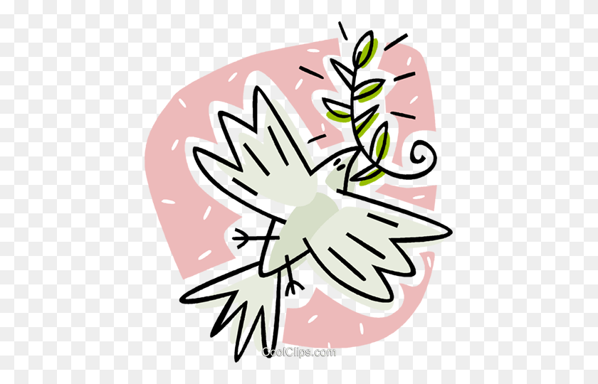 433x480 Dove With An Olive Branch In Its Mouth Royalty Free Vector Clip - Dove With Olive Branch Clip Art