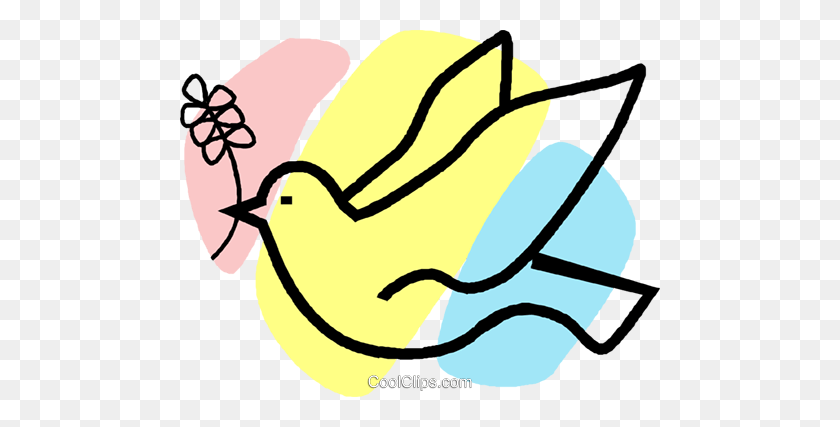 480x367 Dove With An Olive Branch In Its Mouth Royalty Free Vector Clip - Olive Branch Clip Art
