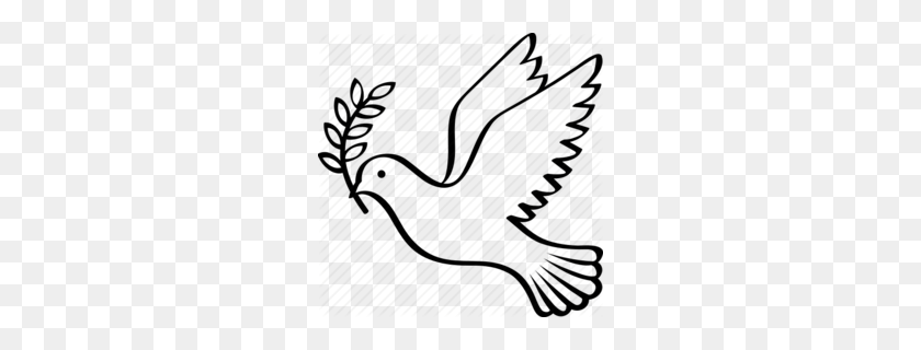260x260 Dove With Olive Branch Outline Clipart - Dove Black And White Clipart