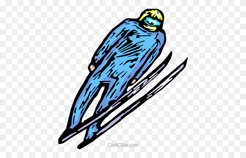 442x480 Downhill Ski Jumper Royalty Free Vector Clip Art Illustration - Budgie Clipart
