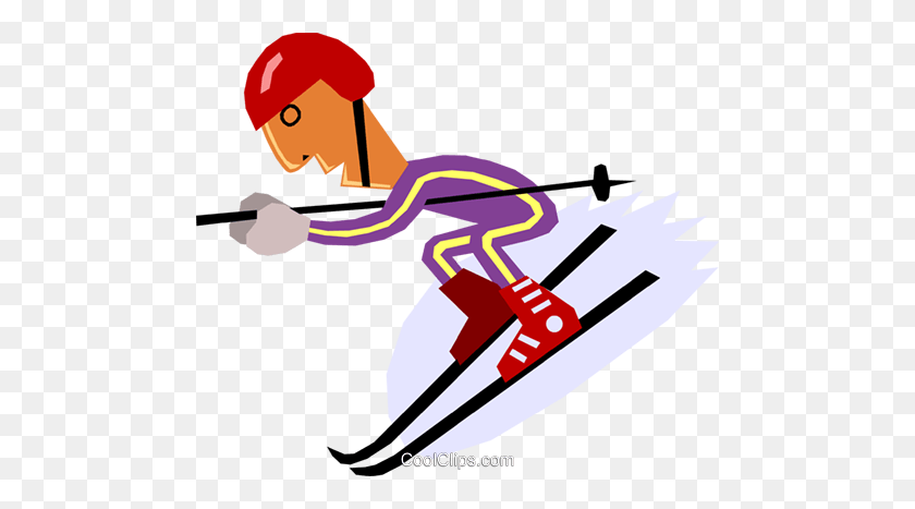 480x407 Downhill Skier Royalty Free Vector Clip Art Illustration - Downhill Skier Clipart