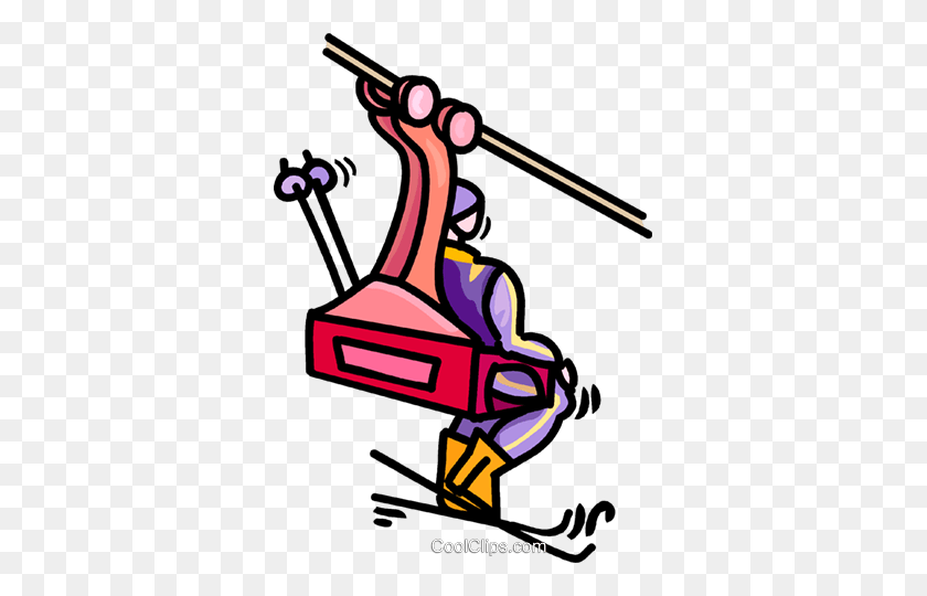 343x480 Downhill Skier Sitting On A Chair Lift Royalty Free Vector Clip - Sitting In A Chair Clipart