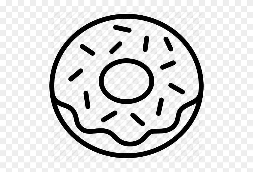 512x512 Descargar Imágenes Prediseñadas De Donut De Dibujos Animados En Blanco Y Negro Donuts Sprinkles - Clipart De Octubre En Blanco Y Negro