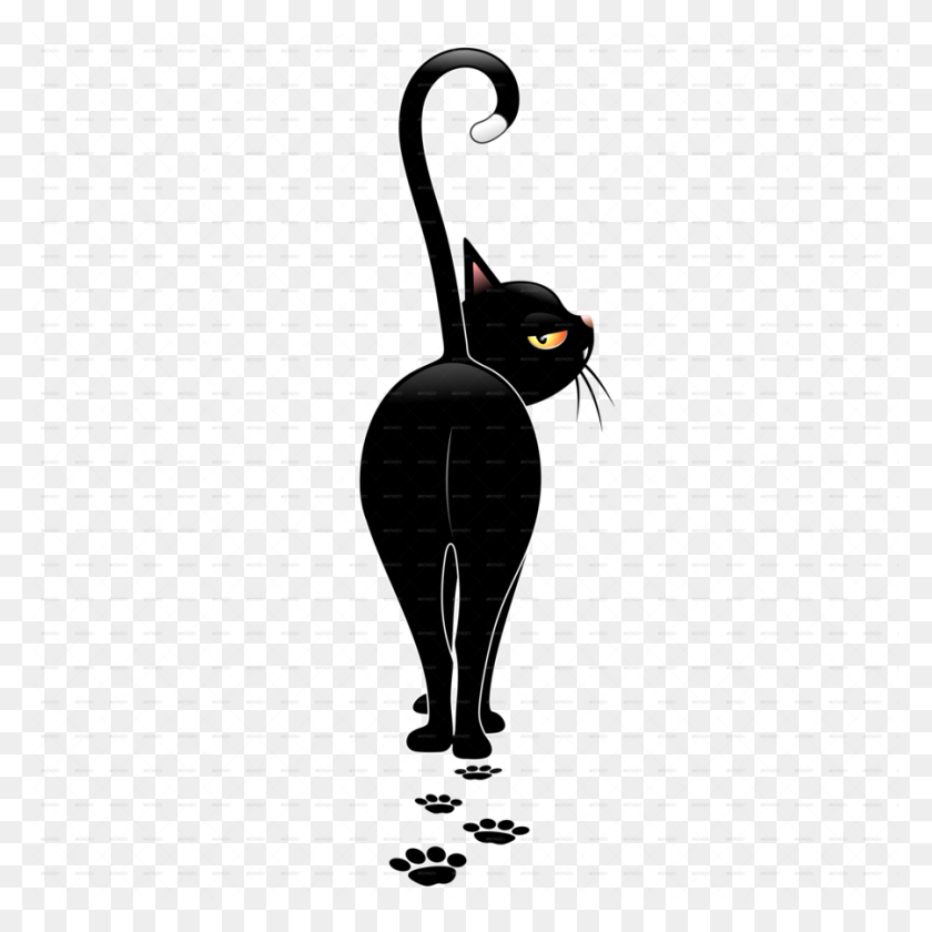 900x900 Download Black Cat Cartoon Clipart Oriental Shorthair Black Cat - Cat Images Clip Art