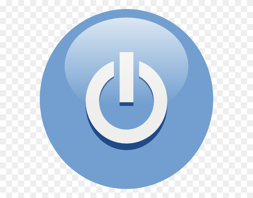 576x598 Download Blue Power Button Clipart - Power Button PNG