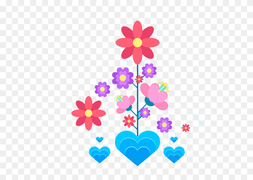 514x538 Скачать Синий Акварельный Цветок День Матери Png И Вектор - Png Акварельные Цветы