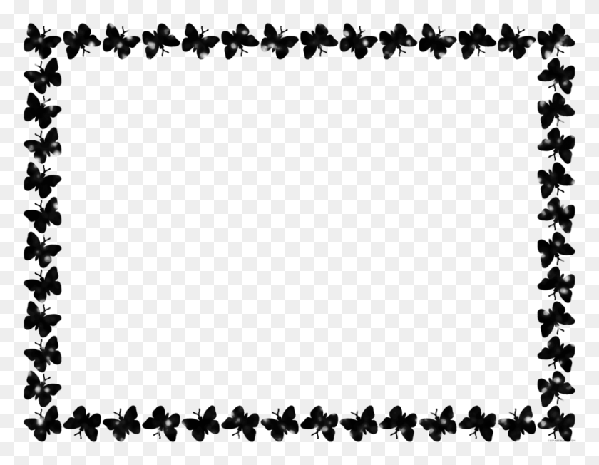 900x684 Скачать Бабочка Черно-Белая Граница Клипарт Бабочка Клип - Осенние Листья Границы Картинки