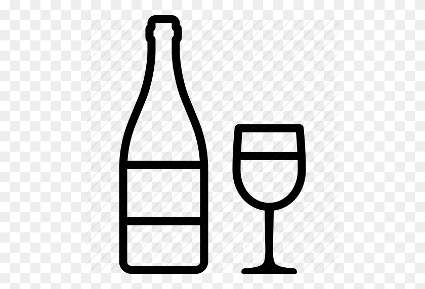 512x512 Скачать Бокал Шампанского, Игристое Вино Шампанское - Бутылка Вина Клипарт Черный И Белый