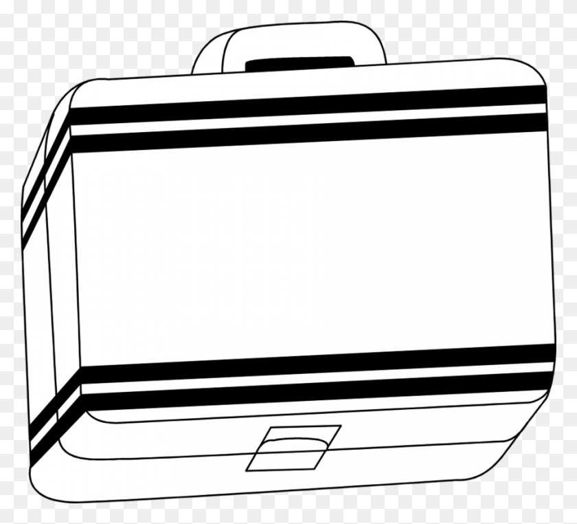 900x810 Download Clip Art Of Lunch Kit Black And White Clipart Lunchbox - Packing Suitcase Clipart