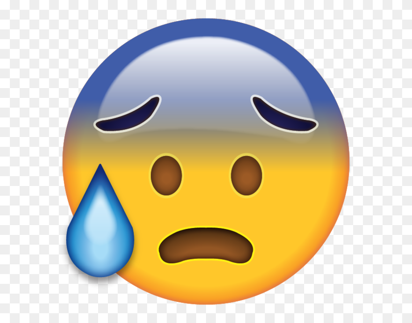 600x600 Download Cold Sweat Emoji Icon Emoji Island - Scared Emoji PNG