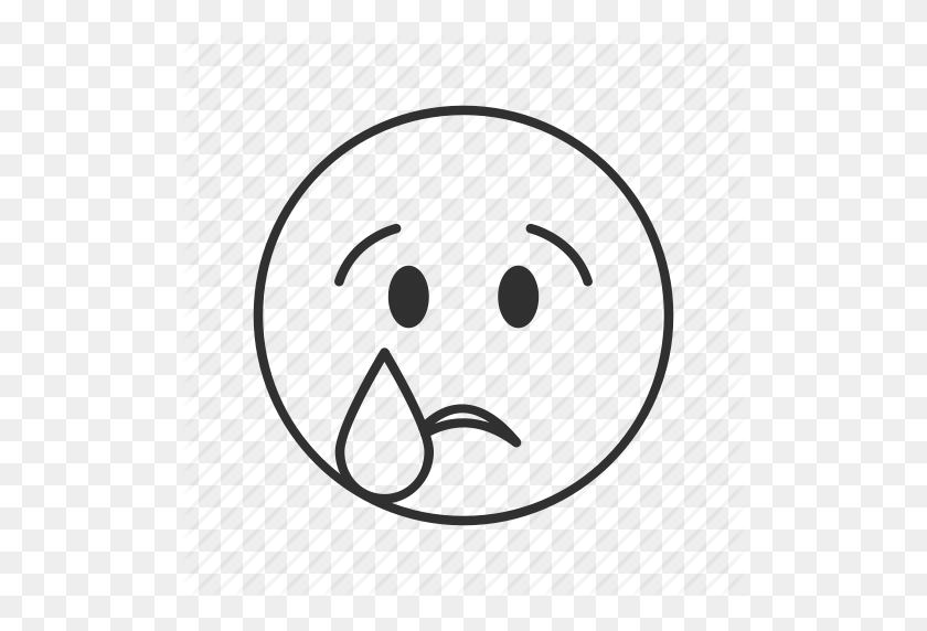 512x512 Скачать Плачущее Лицо Emoji Черно-Белый Клипарт Смайлик Смайлик - Emoji Клипарт Черный И Белый