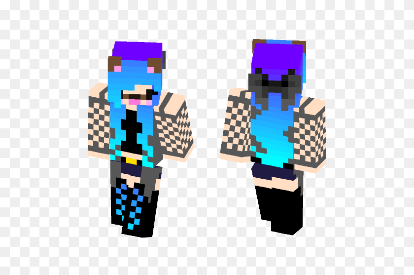 584x497 Download Cute Blue Haired Dog Filter Girl Minecraft Skin For Free - Dog Filter PNG