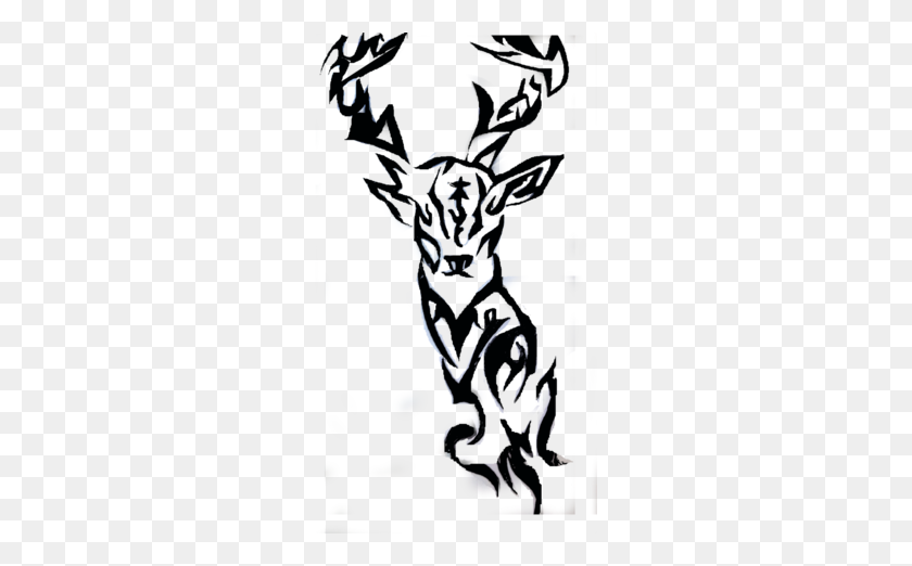 260x462 Download Deer Tribal Drawing Clipart White Tailed Deer Clip Art - Tribal Clipart Black And White
