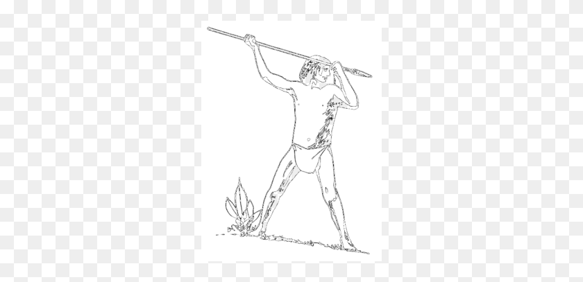 260x347 Download Draw A Person Holding A Spear Clipart Clip Art - Fishing Black And White Clipart