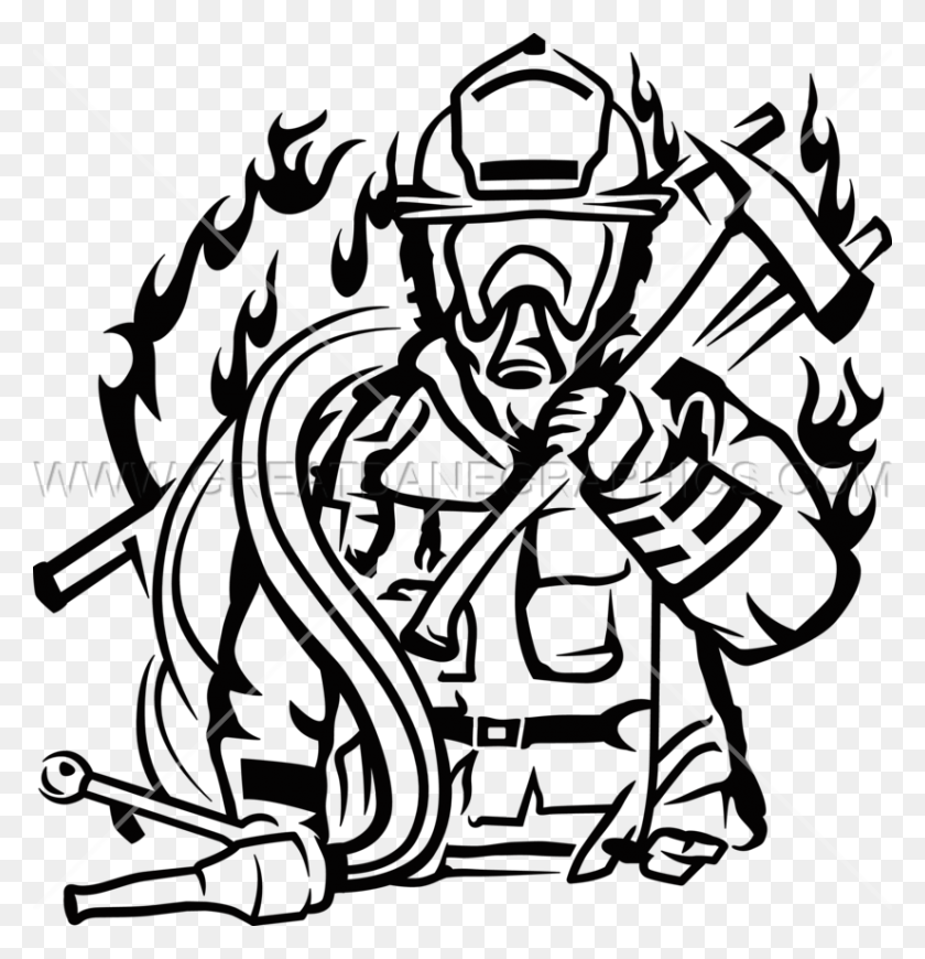825x857 Download Engine Clipart Firefighter Heat Transfer Vinyl Clip Art - Plant Clipart Black And White