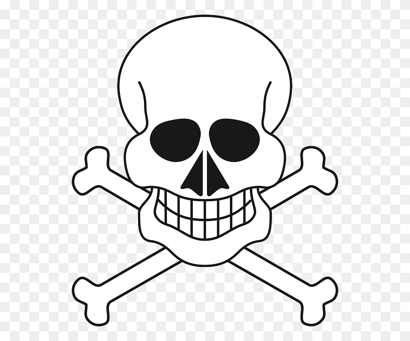 546x640 Download Esqueleto Pirata Png Clipart Clip Art Skull - Skull Black And White Clipart