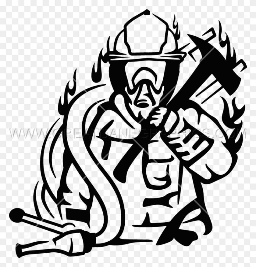 825x860 Download Fireman Graphic Black And White Clipart Firefighter Clip - Firefighter Clipart Free
