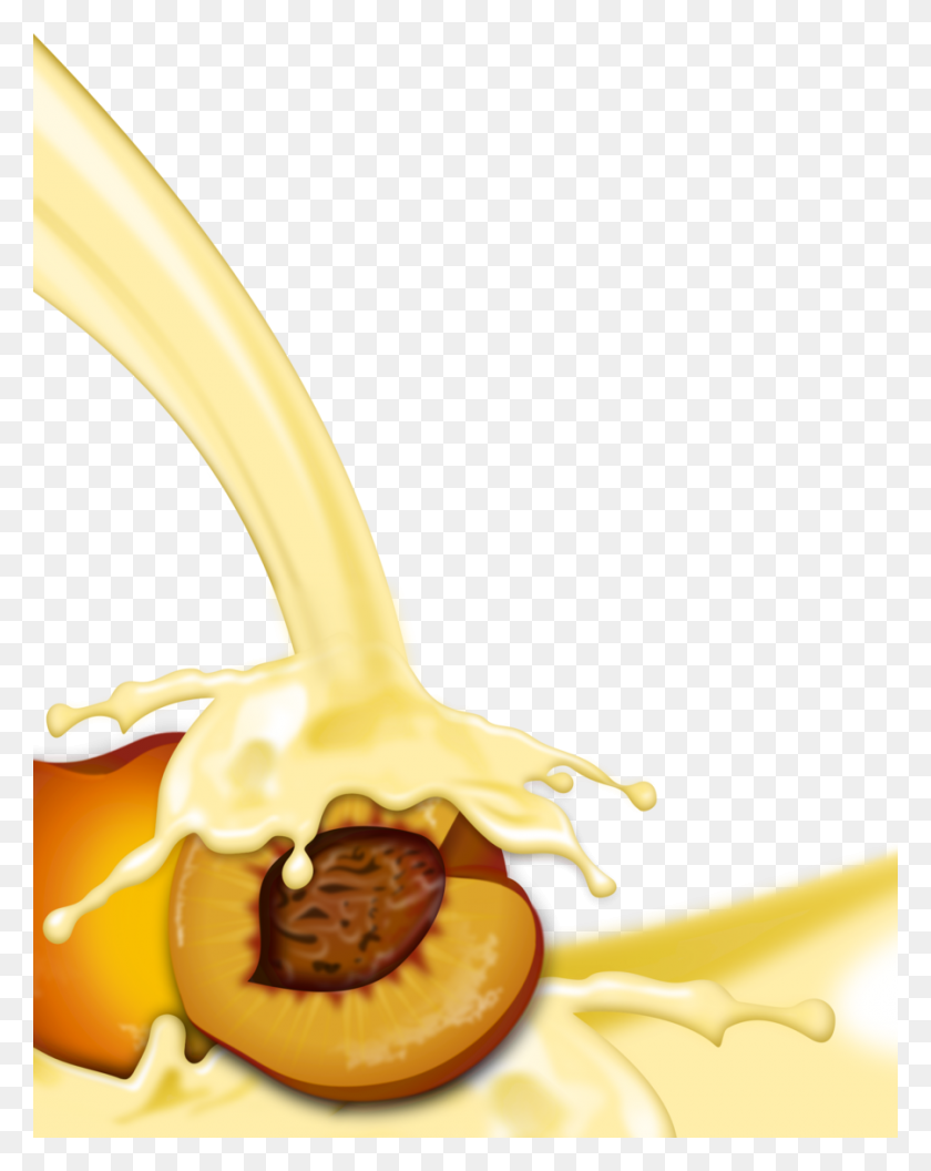 900x1150 Download Fruit In Milk Png Clipart Milk Juice Clip Art Milk - Peach Clipart