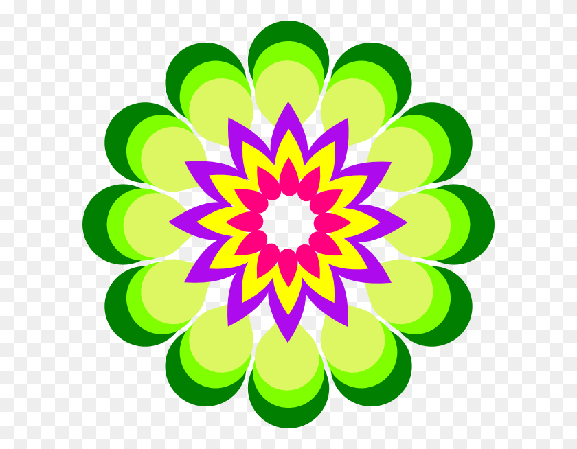 600x594 Download Geometric Flower Multicolor Clipart - Geometric PNG