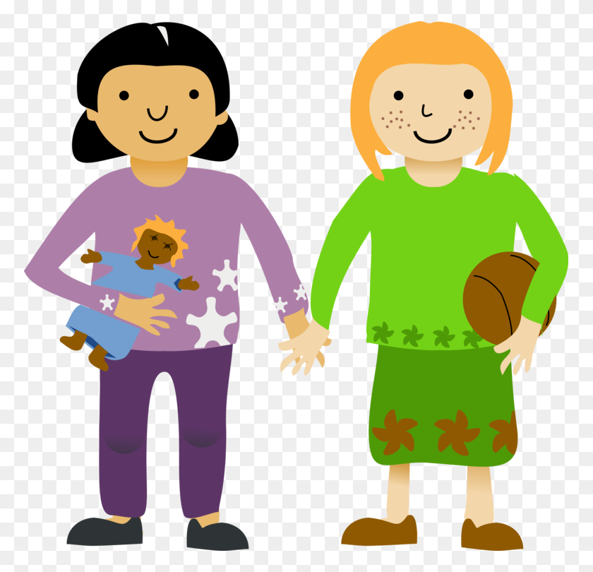 771x750 Download Girl Document Child Drawing - Two Kids Clipart