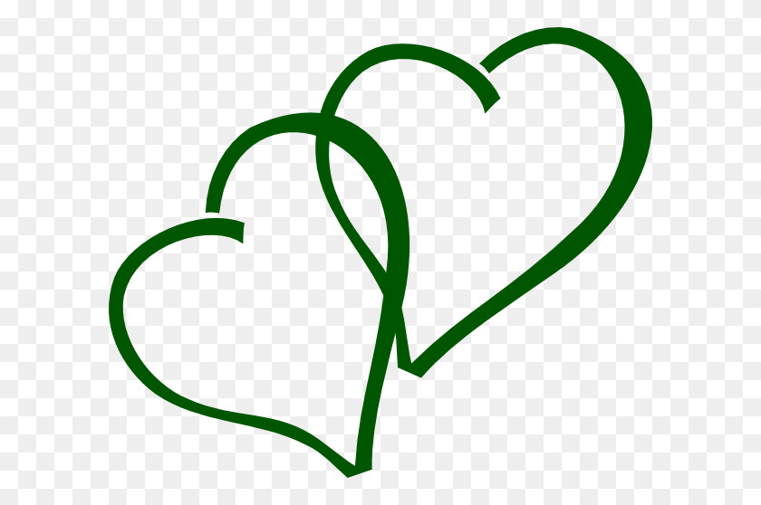 600x498 Клипарт Зеленые Двойные Сердца - Двойные Линии Клипарт