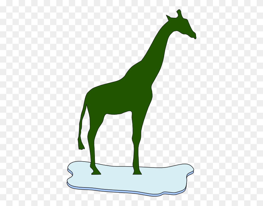 414x598 Download Green Giraffe Silhouette On Ice Clipart - Giraffe PNG