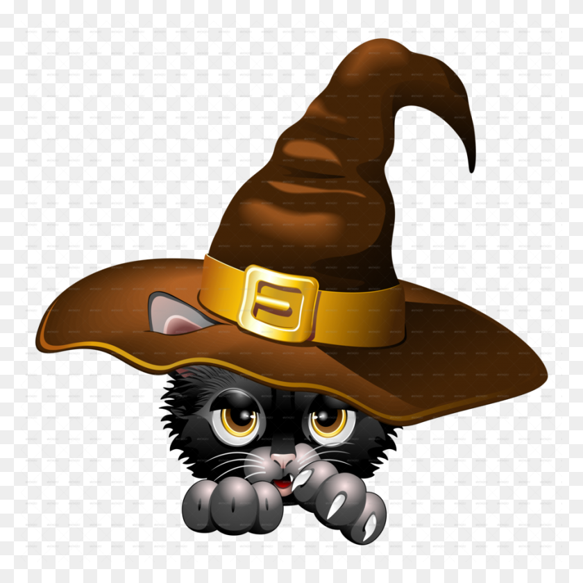 900x900 Download Halloween Cartoon Black Cats Clipart Kitten Cat Clip Art - Witch Clipart Free