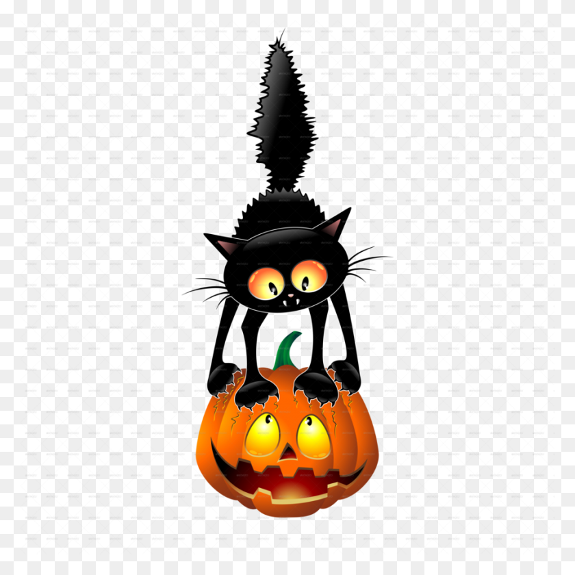 900x900 Download Halloween Cat Cartoon Clipart Cat Cartoon Clip Art Cat - Thanksgiving Owl Clipart