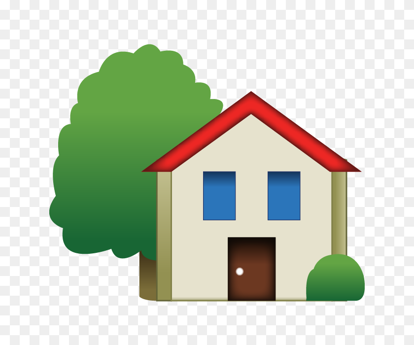 640x640 Descargar Casa Emoji Con Árbol Emoji Island - Casa Png
