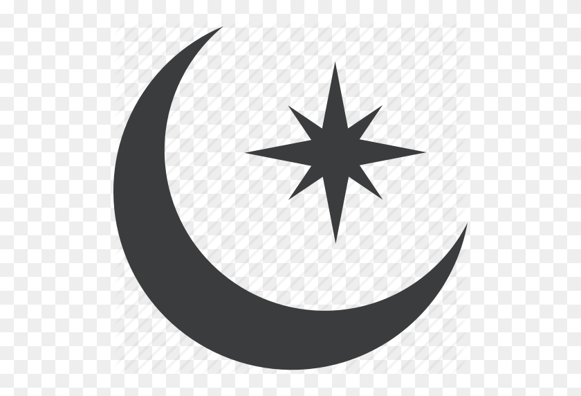 512x512 Png Исламская Луна И Звезда Символы Ислама Звезда - Луна И Звезды Черно-Белый Клипарт